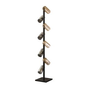 Vico Cylinder Mixed Glass - vloerlamp - 175 cm - zwart