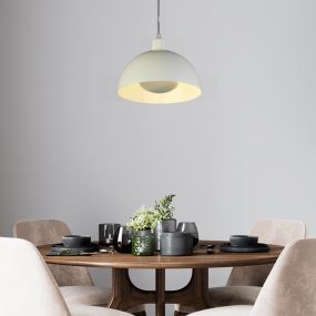 Searchlight Mars - hanglamp - Ø 40 x 150 cm - mat crème