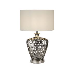 Searchlight Network - tafellamp - 36 x 20,5 x 57 cm - chroom en wit