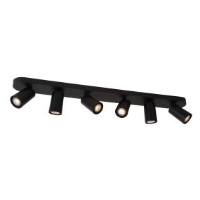 Lucide Xyrus 6 - opbouwspot - 84 x 9 x 12,5 cm - 6 x 5W dimbare LED incl. - dim to warm - zwart