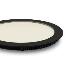 ONE Light Round Recessed Panels - inbouw plafondverlichting - Ø 22,3 x 2,2 cm - 18W LED incl. - IP40 - zwart - warm witte lichtkleur