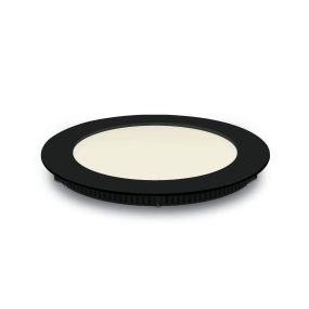 ONE Light Round Recessed Panel - inbouw plafondverlichting - Ø 17,3 x 2,2 cm - 12W LED incl. - IP40 - zwart - warm witte lichtkleur