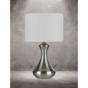 Searchlight Touch - tafellamp - Ø 24 x 40 cm - 3 stappen dimbaar - antiek messing en crème