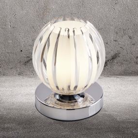 Searchlight Claw - tafellamp - Ø 11 x 13,5 cm - 3 stappen dimbaar - chroom en transparant