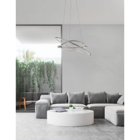 Nova Luce Livorno - hanglamp - Ø 60 x 120 cm - 55W LED incl. - chroom