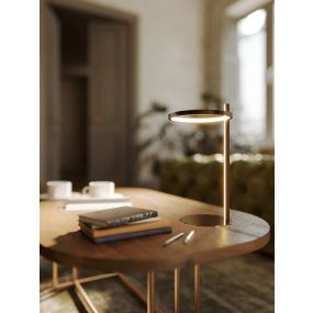 Maxlight Lozanna - tafellamp - Ø 30 x 55 cm - 14W LED incl. - geborsteld brons