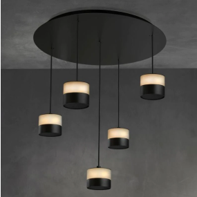 Heatsail Glow - hanglamp met verwarmingsfunctie - ø 17 x 17 x 150 cm - ronde plafondplaat met set van 5 - IP43 - zwart
