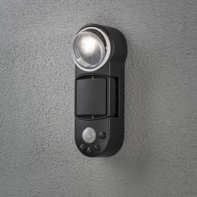 Konstsmide Prato - wandlamp buiten op batterijen met bewegingssensor - 10 x 7 x 26 cm - 1W LED incl. - IP44 - zwart