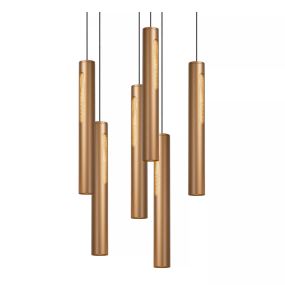 Lucide Griffith - hanglamp - Ø 38 x 236,5 cm - 6 x 7,6W dimbare LED incl. - brons