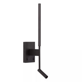 Lucide Finan - wandlamp met USB oplaadpunt - 13,7 x 10 x 56,2 cm - 6W+3W LED incl. - zwart