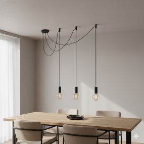 Lichtkoning E27 Pendant Tubes - hanglamp - Ø 4,2 x 209,5 cm - zwart