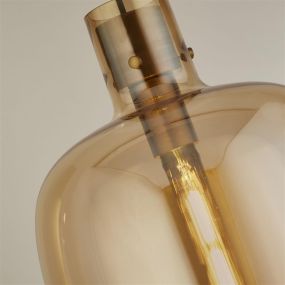 Searchlight Barrel - hanglamp - Ø 30 x 127 cm - satijn messing en amber