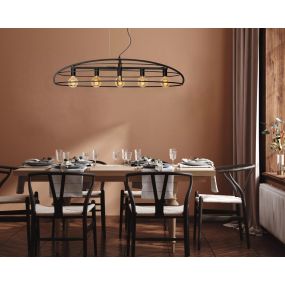 Lucide Dikra - hanglamp - 125 x 40,5 x 175,5 cm - zwart