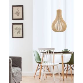 Nova Luce Soho - hanglamp - Ø 38 x 245 cm - natuurlijk hout en bruin