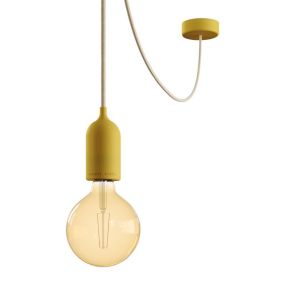 Creative Cables Eiva Pastel - buitenhanglamp met siliconen plafondbevestiging - Ø 12,5 x 514,5 cm - IP65 - mosterdgeel