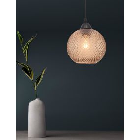 Nova Luce Porto - hanglamp - Ø 18 x 140 cm - oker glas