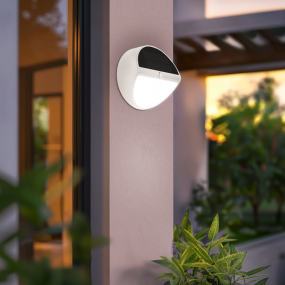 Century Italia Aura - buiten wandlamp op zonne-energie met sensor - Ø 20 x 9,7 cm - 5W LED incl. - IP54 - wit