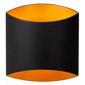 Lucide Diletta - wandverlichting - 16 x 8 x 18 cm - zwart/goud