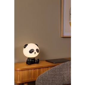 Lucide Dodo Pandabeer - kinderlamp - 26 cm - 3W dimbare LED incl. - zwart en wit