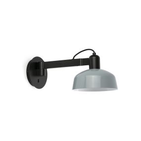 Faro Tatawin - wandlamp - Ø 18,4 x 38 x 15 cm - satijnzwart en glanzend grijsblauw