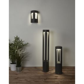 Searchlight Michigan - tuinpaal - 13 x 13 x 80 cm - 5,5W LED incl. - IP54 - donkergrijs
