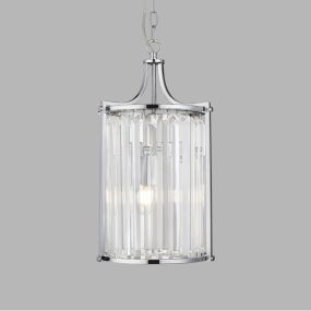Searchlight Victoria - hanglamp - Ø 26 x 150 cm - chroom en transparant