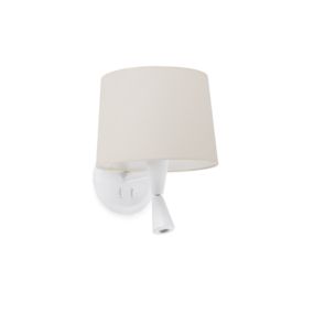 Faro Conga - wandverlichting - 21,5 x 19 x 17,3 cm - 3W LED incl. - mat wit en beige