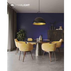 Maxlight Twenty - hanglamp - Ø 40 x 50 cm - zwart en goud