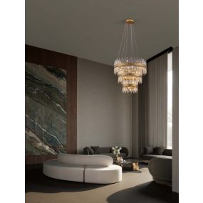 Nova Luce Crown - hanglamp - Ø 75 x 200 cm - satijn goud