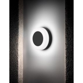 Nova Luce Tune - buiten wandverlichting - Ø 15 x 5,5 cm - 9W LED incl. - IP65 - zwart en wit