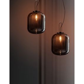 Nova Luce Hunter - hanglamp - Ø 25 x 130 cm - gerookt glas