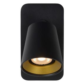 Lucide Turnon - wandverlichting - 9 x 16 x 12,3 cm - 5W LED incl. - dim to warm - zwart