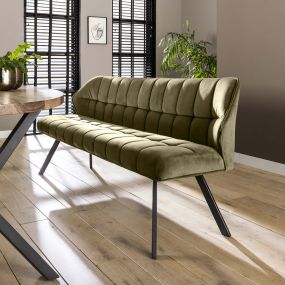 Vico - eetkamerbank - 180 x 59 x 84 cm - groen velours