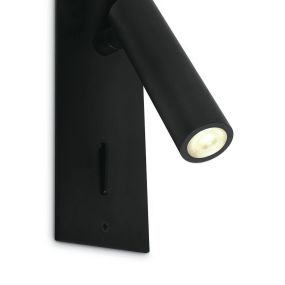 ONE Light Reading Spots - wandverlichting met schakelaar - 6 x 4,7 x 15 cm - 3W LED incl. - zwart