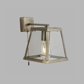 Searchlight Voyager - wandverlichting met trekschakelaar - 17 x 23 cm - antiek messing