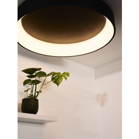 Lucide Talowe - plafondverlichting - Ø 80 x 13 cm - 80W dimbare LED incl. - zwart