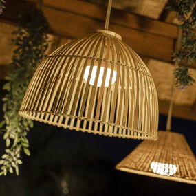 New Garden Reona - buiten hanglamp met oplaadbare lichtbron en afstandsbediening - 9W LED incl. - Ø 43,5 x 30,5 x 300 cm - IP54 - rotan