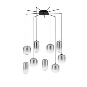 Nova Luce Aelia - hanglamp - Ø 82 x 145 cm - 36W dimbare LED incl. - mat zwart en rokerig grijs