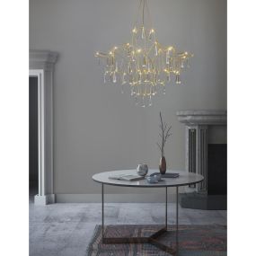 Nova Luce Goro - hanglamp - Ø 80 x 160 cm - 20W LED incl. - goud en transparant
