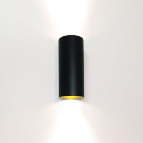 Artdelight Roulo2 - wandverlichting -  Ø 6,5 x 15,4 cm - mat zwart/goud