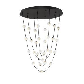 Nova Luce Alcinoe - hanglamp - Ø 84 x 120 cm - 102W dimbare LED incl. - mat zwart en goud