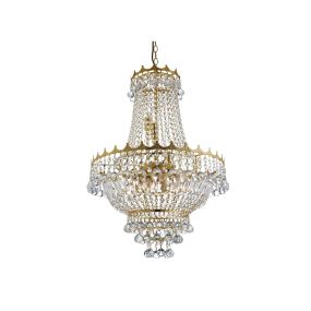 Searchlight Versailles - luster - Ø 55 x 132 cm - goud en transparant