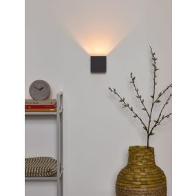 Lucide Xio Kubus - wandverlichting met 2 regelbare lichtbundels - 9,7 x 9,7 x 9,7 cm - 4W dimbare LED incl. - grijs
