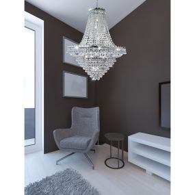Searchlight Versailles - luster - Ø 102 x 350 cm - chroom en transparant