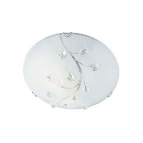 Searchlight Flush - plafondverlichting - Ø 40 x 12 cm - wit en chroom
