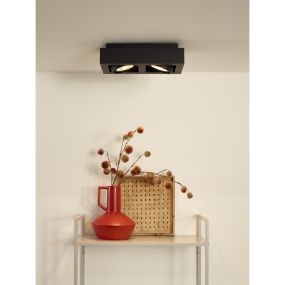 Lucide Zefix - opbouwspot 2L - 34 x 18,5 x 9 cm - 2 x 12W dimbare LED incl. - dim to warm - zwart