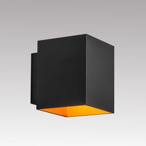 Zuma Line Sola WL Square - wandverlichting - 10 x 8 x 10 cm - zwart en goud