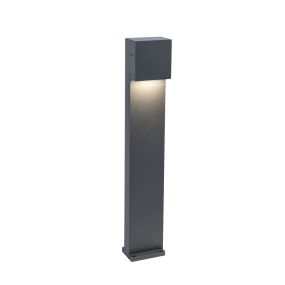 Lutec Gemini XF -  tuinpaal - 9,2 x 11 x 65 cm - 9,5W LED incl. - donkergrijs - wit