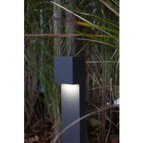Lutec Gemini XF -  tuinpaal - 9,2 x 11 x 65 cm - 9,5W LED incl. - donkergrijs - wit