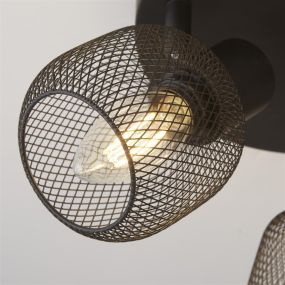 Searchlight Meshy - opbouwspot 3L - Ø 36 x 17 cm - zwart